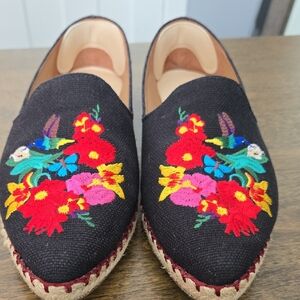 Nine West Black Floral Espadrilles